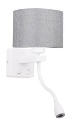 Nástěnné svítidlo Polo 1x40W E27 + 2W LED bílé stínítko kulaté šedé