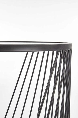 Sada 2 kulatých konferenčních stolků Tornello černé sklo loftové do obýváku 2v1