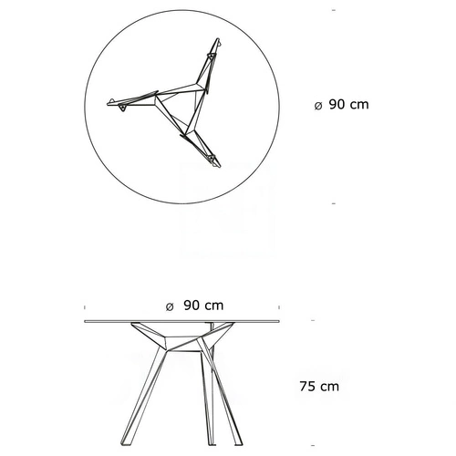 Kulatý skleněný stůl Troy 90 cm černý moderní do jídelny a obýváku loftový