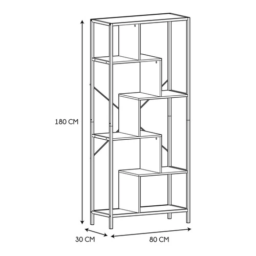 Knihovna Rack L bílá moderní loftová kovová do obýváku 80 cm Intesi