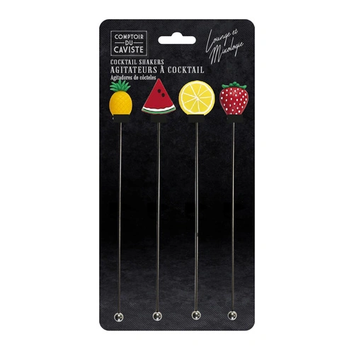 Intesi Fruit sada 4 míchátek na drinky barevné doplňky na koktejly