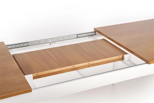 Rozkládací jídelní stůl Windsor 160–240 cm moderní tmavý dub bílé nohy Intesi