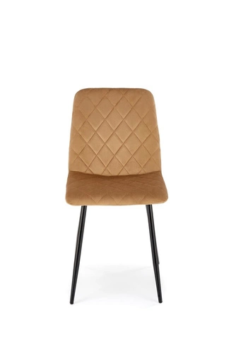 Jídelní židle Uferyn béžová čalouněná samet moderní prošívaná na černých nohách