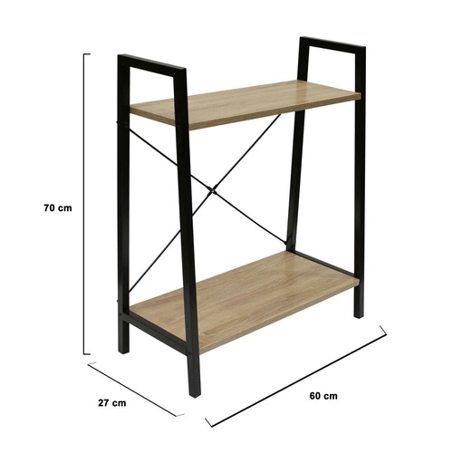 Kovová knihovna Cilyan Intesi do obýváku moderní přírodní černá 60 cm
