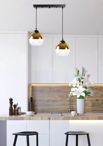 Závěsná lampa Contessa černá 2x40 E27 zlaté stínítko