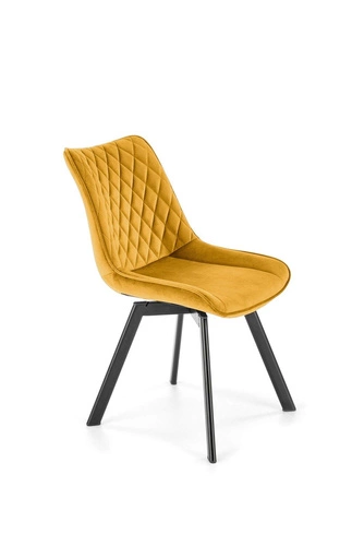 Otočná židle Veroniq čalouněná sametem hořčicová do jídelny a obývacího pokoje moderní