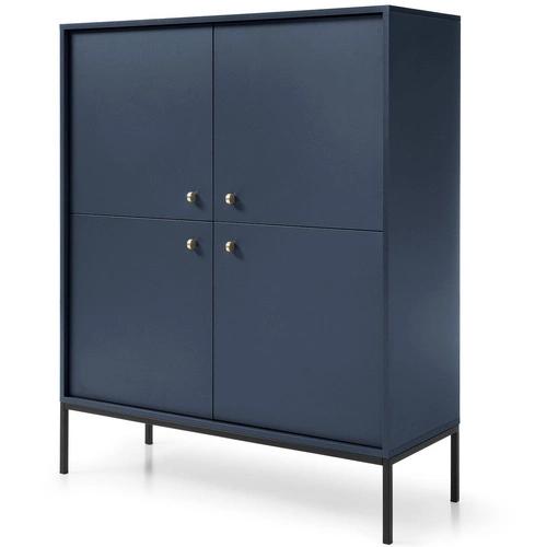 Vysoká komoda Evora v tmavě modré na nožkách moderní do obýváku a ložnice Intesi 104 cm