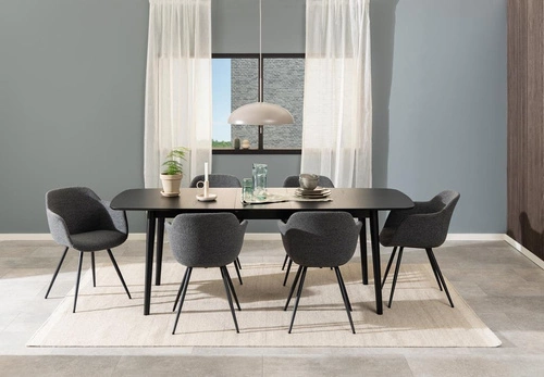 Rozkládací jídelní stůl Montreux moderní černý dubová dýha 180–219x90 cm Actona