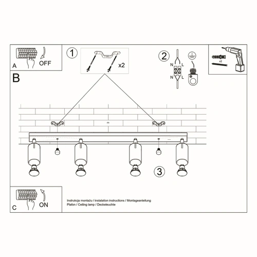 Stropní svítidlo Ring 4x černé moderní kovové do obýváku kuchyně a ložnice