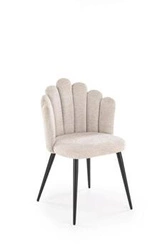 Čalouněná židle Mindi béžová do jídelny a obýváku moderní na černých nohách