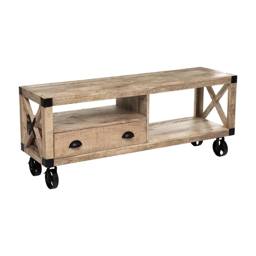 Dřevěný TV stolek Silas 140 cm moderní rustikální mango do obýváku Atmosphera