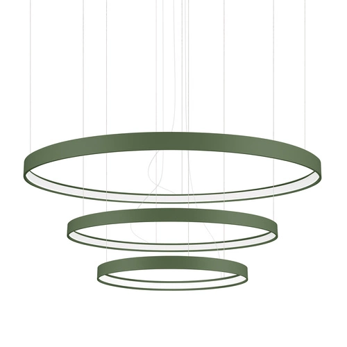 LED lustr RIO 3 moderní zelená olivová nastavitelný do obýváku, kuchyně a jídelny