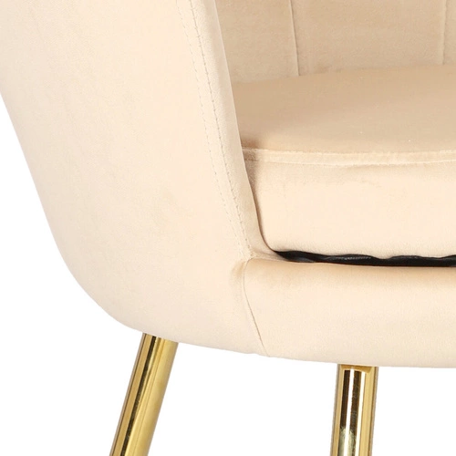 Čalouněná sametová židle Florencja Intesi béžová glamour s područkami do jídelny