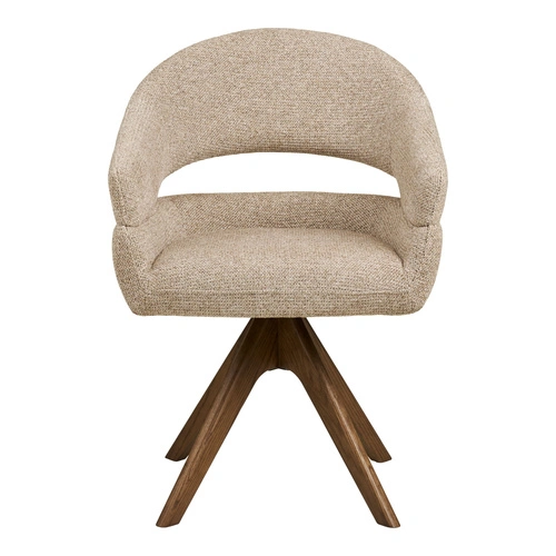 Židle Dover čalouněná otočná do jídelny, pískový melír / dub