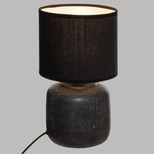 Keramická černá noční lampička Salta Atmosphera moderní s látkovým stínidlem do ložnice 26,5 cm