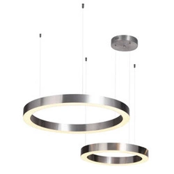 Moderní závěsná LED lampa CIRCLE 60+80 stříbrná do obýváku s dálkovým ovládáním Step into Design