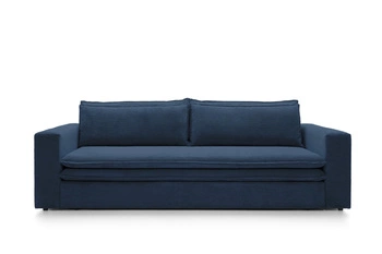 Rozkládací pohovka s úložným prostorem Ulnes 3místná modrý manšestr do obýváku na spaní