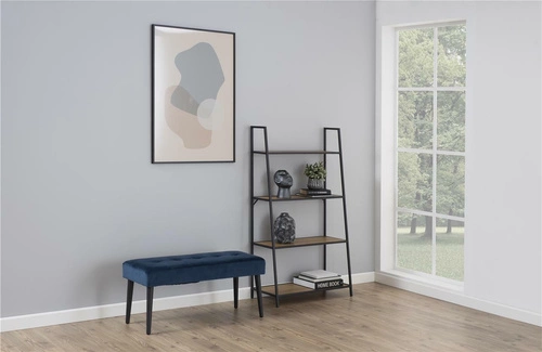 Čalouněná lavice do předsíně Glory VIC námořnická modrá prošívaná sametová glamour 95 cm Actona