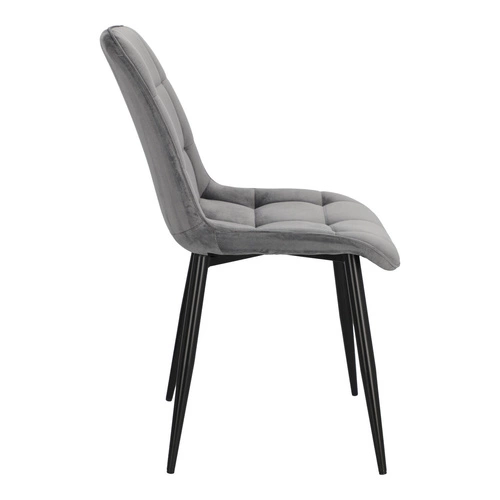 Jídelní židle Plaid Intesi čalouněná sametem šedá prošívaná glamour černé nohy