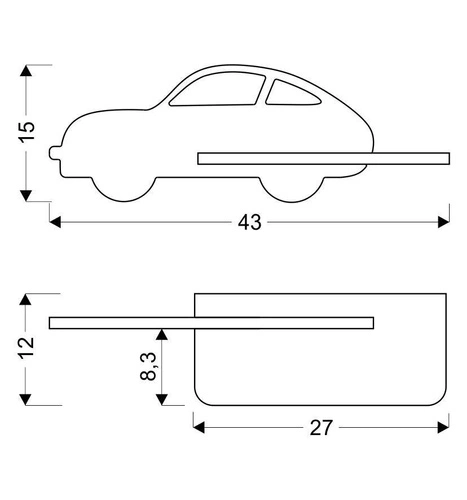 Dětské nástěnné LED svítidlo Car 5W modré klasické dřevěné do dětského pokoje