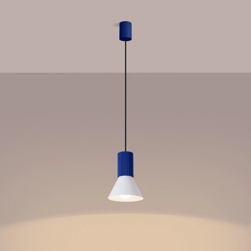 Závěsné loftové svítidlo ESTRIA 1 bílé a ultramarínové do kuchyně a jídelny 120 cm