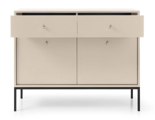 Bežová moderní komoda Evora se zásuvkami na vysokých nožkách do obýváku Intesi 104 cm