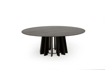 Kulatý konferenční stolek TAVLE černý dub 100 cm moderní dřevěný do obýváku NORDIFRA