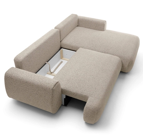 Rohová rozkládací pohovka pravá Ljung moderní béžová s úložným prostorem do obýváku Intesi