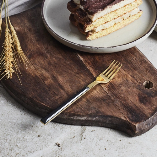 Charlotte Intesi zlaté černé dezertní vidličky sada 4 ks nerezová ocel na dezerty