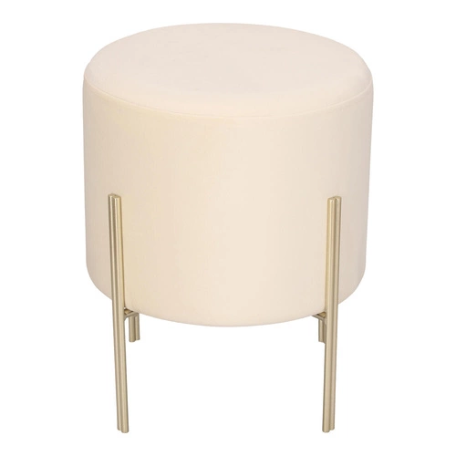 Bílý velurový taburet Living Velvet Atmosphera na zlatých nohách do obýváku a předsíně 40 cm