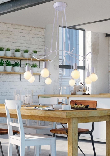 Závěsné svítidlo Basso moderní 8-ramenné bílé do obýváku a ložnice kovové