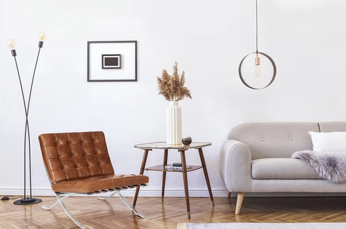 Kožené relaxační křeslo BA1 inspirované Barcelona s podnožkou do obýváku vintage