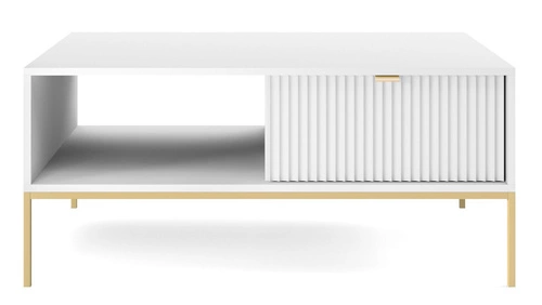 Vynikající velká komoda s drážkami na bílých/zlatých nohách