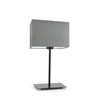 Noční lampička do ložnice AMALFI šedá moderní s látkovým stínidlem na černé konstrukci LYSNE
