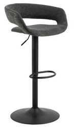Barová židle Grace tmavě šedý samet s opěrkou a područkami, výškově nastavitelná do kuchyně Actona