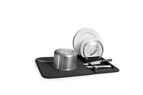 Umbra UDRY moderní mikrovláknová odkapávací podložka na nádobí na kuchyňskou linku 60x46 cm černá