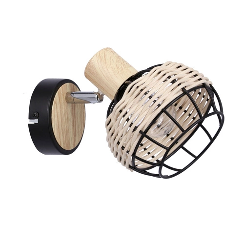 Nástěnná lampa Taiga černá+dřevo 1x40W E14 stínidlo černá+dřevo