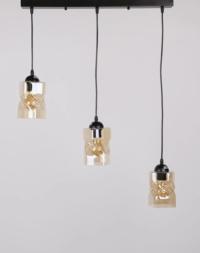 Závěsná lampa Felis černá 3x60W E27 jantarové stínítko