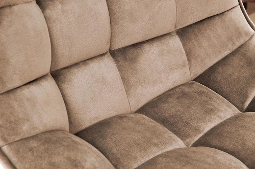 Hoker Plaid béžový sametový s opěrkou, výškově nastavitelný otočný do kuchyně a k ostrůvku moderní Intesi