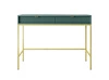 Moderní zelený toaletní stolek Delicious s drážkovaným povrchem a zlatými nohami do ložnice se zásuvkami