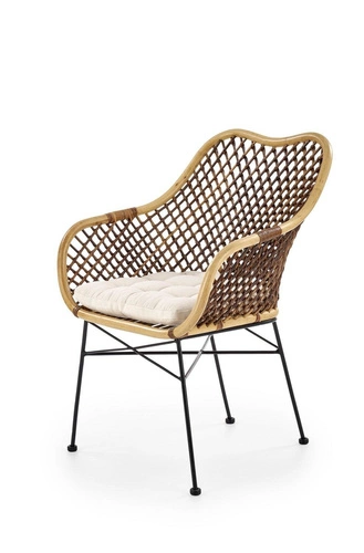 Ratanová jídelní židle Mauri boho s područkami do jídelny a obýváku hnědá Intesi