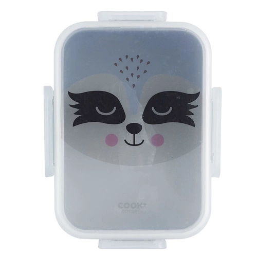 Dětský svačinový box Intesi Mýval – těsná šedá krabička na oběd do školy