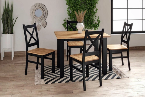 Jídelní stůl Ronda 100 cm obdélníkový moderní zlatý dub černé nohy Intesi