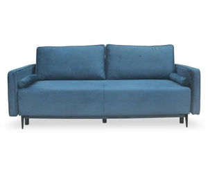 Rozkládací pohovka Arosa tmavě modrý samet s úložným prostorem a funkcí spaní do obýváku Intesi