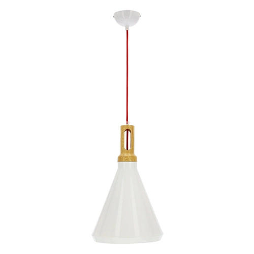 Kovové závěsné svítidlo Robinson bílé se žlutým vnitřkem do obýváku a ložnice 26 cm