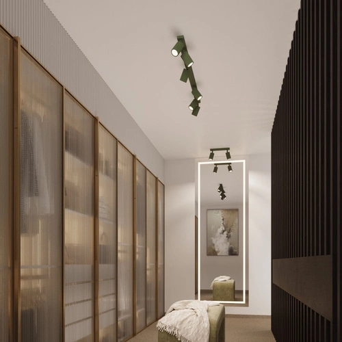 Stropní svítidlo KARBON 20 olivově zelené moderní do obýváku a ložnice hliník