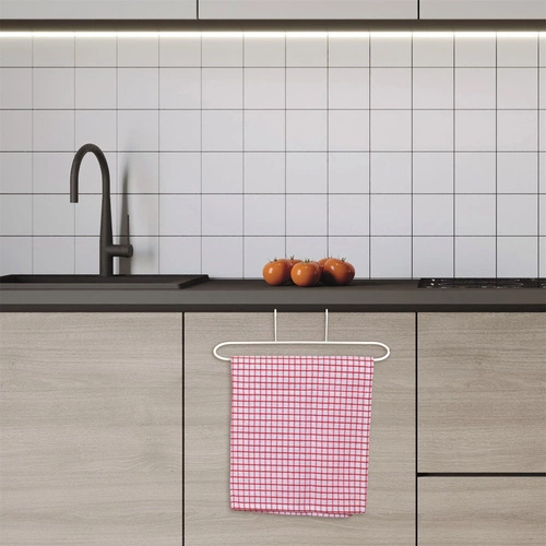 Moderní bílý kovový držák na kuchyňské utěrky na dveře Intesi