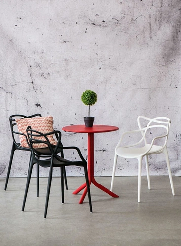 Jídelní židle Lexi šedá inspirovaná Master chair moderní, stohovatelná, s područkami