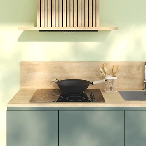 Ocelová wok pánev s dřevěnou rukojetí 35 cm