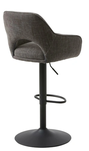 Barová židle Cowley šedá čalouněná s opěrkou, výškově nastavitelná do kuchyně